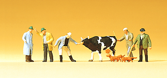 Cattle at market with figures<br /><a href='images/pictures/Preiser/75021.jpg' target='_blank'>Full size image</a>